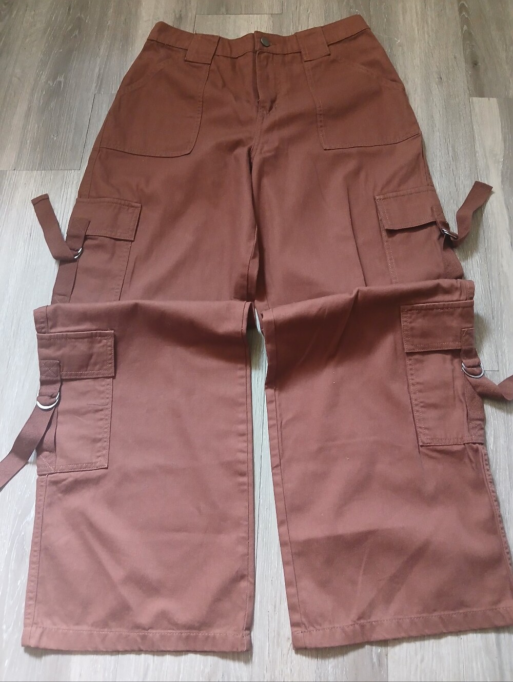 Cotton Wide Leg Brown Cargo Pants Size S 4-6